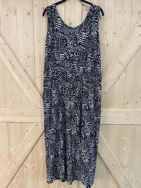Comfort Co Jumpsuit Black White Animal Print Sleeveless Pockets size large